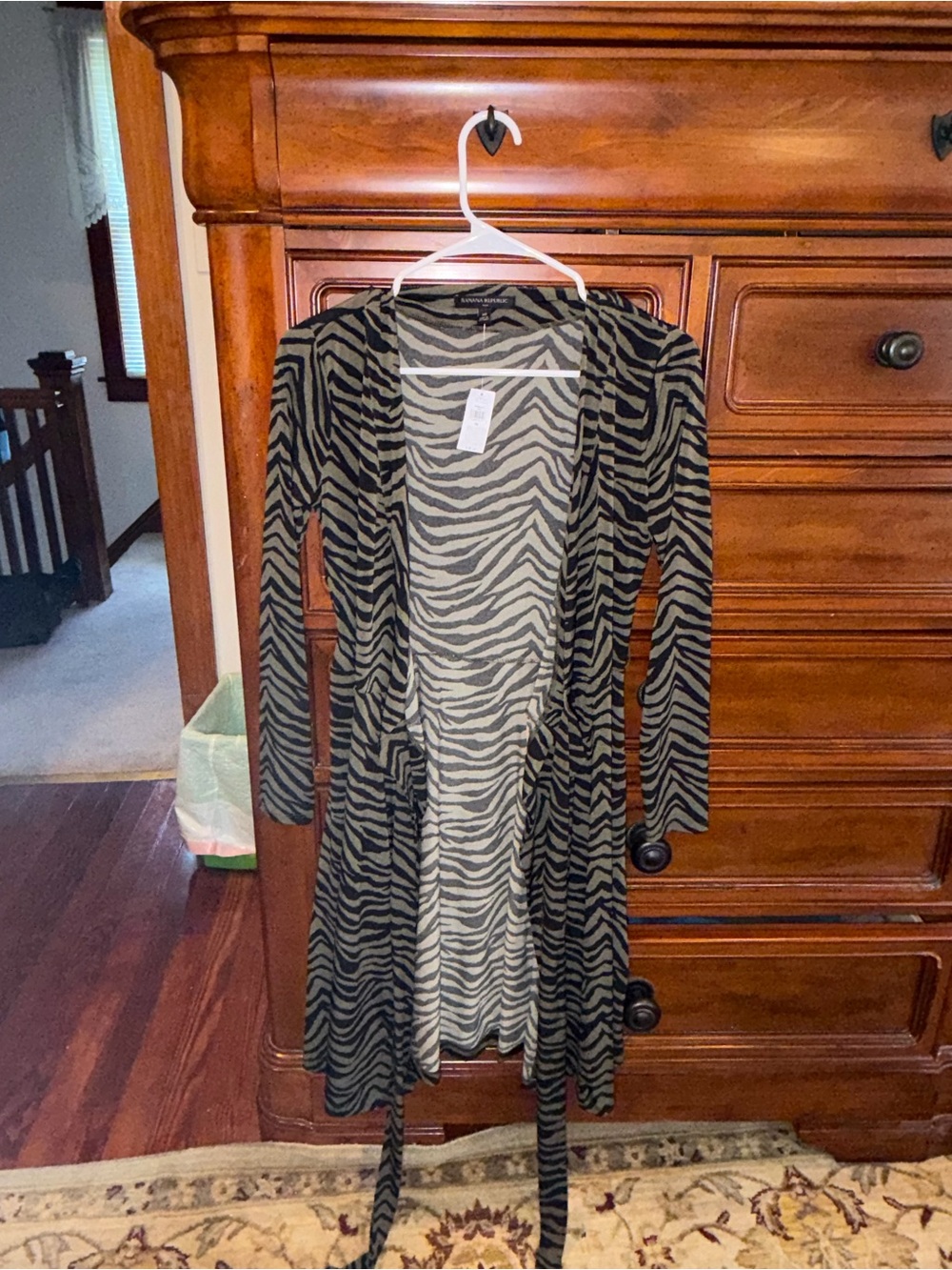 Banana Republic Zebra Print Tie Front Duster Cardigan XS NWT